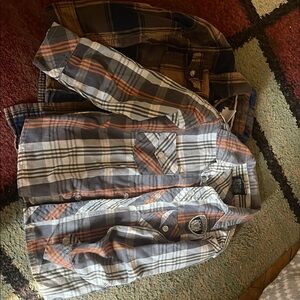 Joe Fresh Men's Plaid Shirt - Gray and Orange